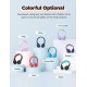 iClever Bluetooth on Ear Headphones for Girls, Kids Girls Headphones with Mic, Headset for Kids School/Tablet/Laptop Stereo Sound Colorful LED Lights Bluetooth 5.0, Foldable