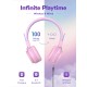 iClever Bluetooth on Ear Headphones for Girls, Kids Girls Headphones with Mic, Headset for Kids School/Tablet/Laptop Stereo Sound Colorful LED Lights Bluetooth 5.0, Foldable