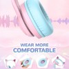 iClever BTH13 Bluetooth Kids Headphones with Mic, Over Ear Headphone Wireless Cat Ear Headphones for Girls Birthday Gift Safe Volume Limited, 45H Playtime Portable Headset for Tablet/PC, Pink