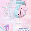 iClever BTH13 Bluetooth Kids Headphones with Mic, Over Ear Headphone Wireless Cat Ear Headphones for Girls Birthday Gift Safe Volume Limited, 45H Playtime Portable Headset for Tablet/PC, Pink