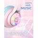 iClever BTH13 Bluetooth Kids Headphones with Mic, Over Ear Headphone Wireless Cat Ear Headphones for Girls Birthday Gift Safe Volume Limited, 45H Playtime Portable Headset for Tablet/PC, Pink