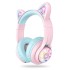 iClever BTH13 Bluetooth Kids Headphones with Mic, Over Ear Headphone Wireless Cat Ear Headphones for Girls Birthday Gift Safe Volume Limited, 45H Playtime Portable Headset for Tablet/PC, Pink