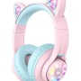 iClever BTH13 Bluetooth Kids Headphones with Mic, Over Ear Headphone Wireless Cat Ear Headphones for Girls Birthday Gift Safe Volume Limited, 45H Playtime Portable Headset for Tablet/PC, Pink