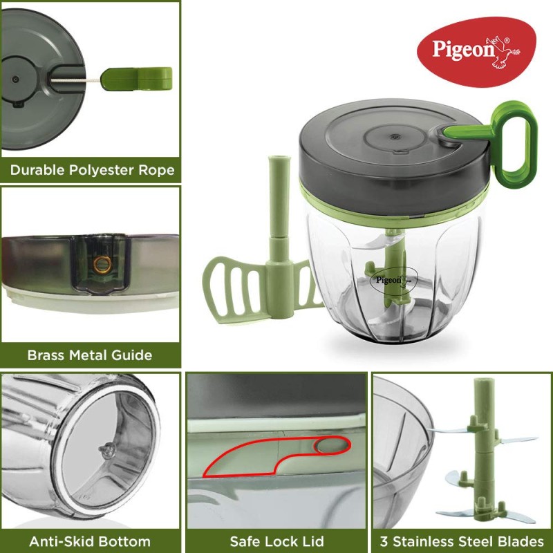 Pigeon Handy Chopper Pro XL (900 ML) for Chopping, Mincing and Whisking with 5 Stainless Steel Blades and 1 Plastic Whisker (14517) Pigeon Handy Chopper Pro XL (900 ML) for Chopping, Mincing and Whisking with 5 Stainless Steel Blades and 1 Plastic Whisker (14517)