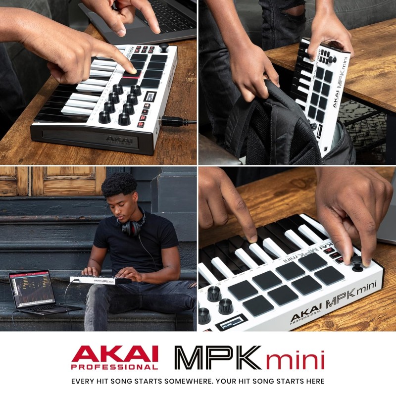 Akai Professional MPK mini MK3 � 25 Key USB MIDI Keyboard Controller With 8 Backlit Drum Pads, 8 Knobs and Music Production Software included (White) Akai Professional MPK mini MK3 � 25 Key USB MIDI Keyboard Controller With 8 Backlit Drum Pads, 8 Knobs and Music Production Software included (White)