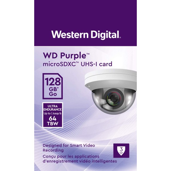 Western Digital WD Purple 128GB Surveillance and Security Camera Memory Card for CCTV & WiFi Cameras (WDD0128G1P0C)