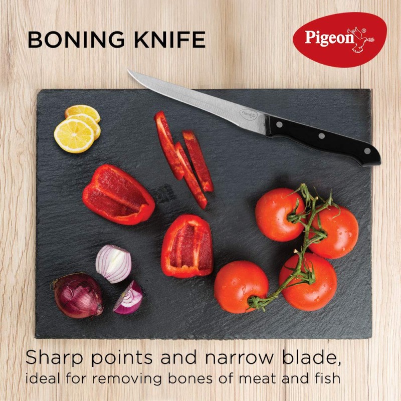 Pigeon by Stovekraft Angular Holder Shears Kitchen Knifes 6 Piece Set with Wooden Block (Stainless Steel) Pigeon by Stovekraft Angular Holder Shears Kitchen Knifes 6 Piece Set with Wooden Block (Stainless Steel)