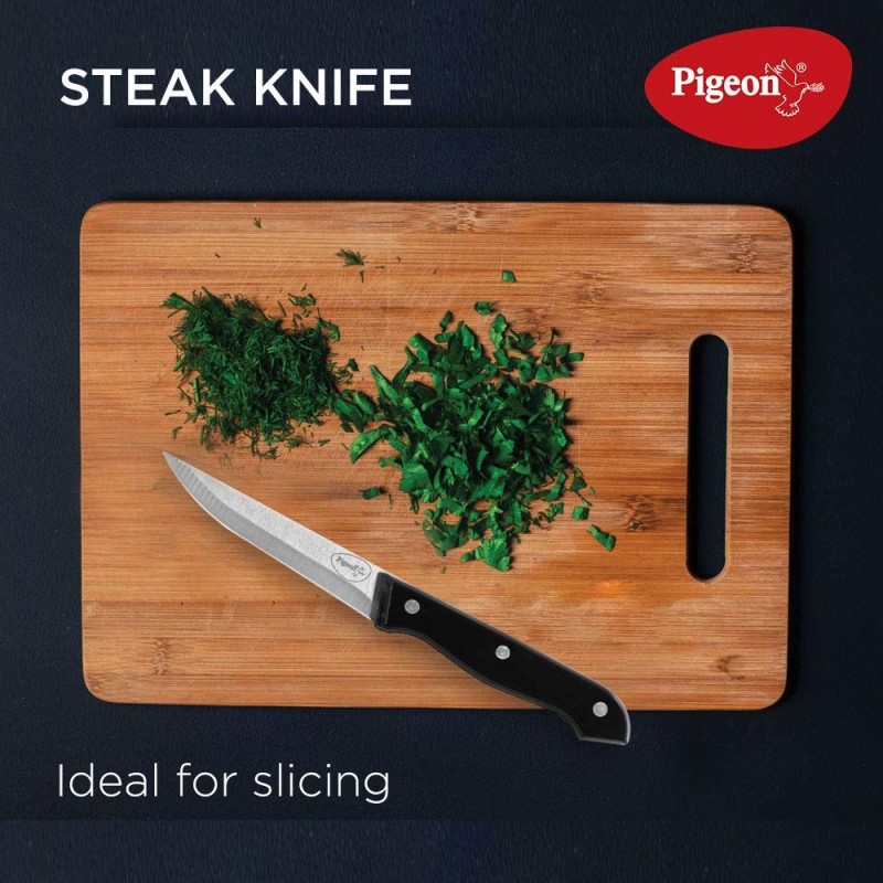 Pigeon by Stovekraft Angular Holder Shears Kitchen Knifes 6 Piece Set with Wooden Block (Stainless Steel) Pigeon by Stovekraft Angular Holder Shears Kitchen Knifes 6 Piece Set with Wooden Block (Stainless Steel)