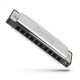 Juarez JRZ10HM Key C Diatonic Blues Harmonica 10 Hole 20 Tones with Case, Mouth Organ for Beginners, Students, Kids & Professionals, Silver