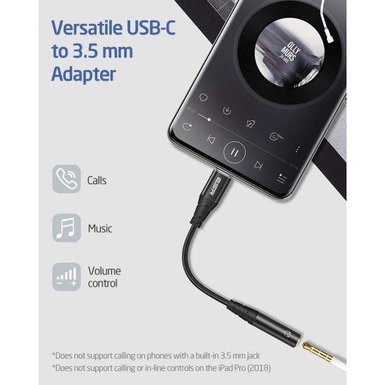 ESR USB Type-C to 3.5mm Female Headphone Jack Adapter,USB-C to Aux Audio Dongle Cable Compatible