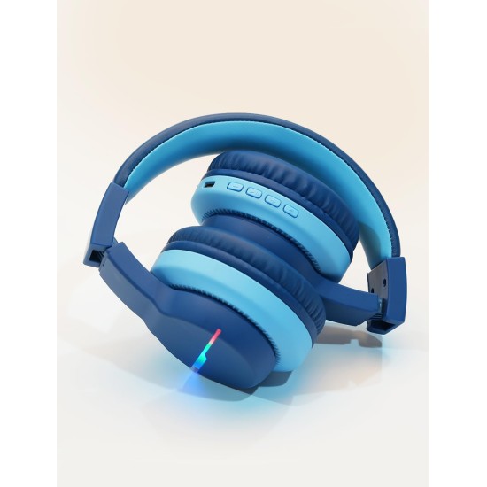 iClever Bluetooth Headphones with Mic, Headphones for Kids with 74/85/94dB Volume Limited Over The Ear Headset, 40H Playtime, Bluetooth 5.0, BTH12 Headphones for Boys Children Headphones, Blue