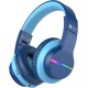 iClever Bluetooth Headphones with Mic, Headphones for Kids with 74/85/94dB Volume Limited Over The Ear Headset, 40H Playtime, Bluetooth 5.0, BTH12 Headphones for Boys Children Headphones, Blue