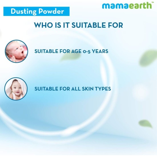 Mamaearth Dusting Power For Babies - 300 g | Infused with Organic Oatmeal and Arrowroot Powder | Calms and Relaxes Skin, Prevents Diaper Rash, Dermatologically Tested, Free From Talc and Parabens