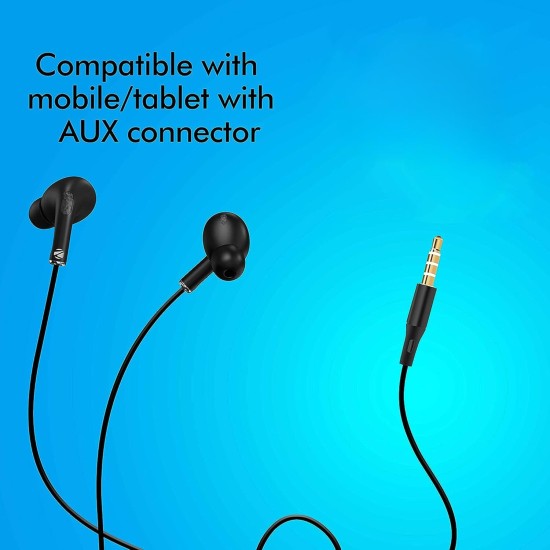 ZEBRONICS Zeb-Tulip Wired in Ear Earphone with Mic (Black)