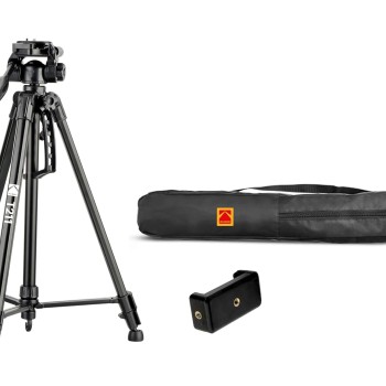 Kodak T211 Tripod for DSLR, Camera |Operating Height: 5.1 Feet | Maximum Load Capacity up to 5kg | Portable Lightweight Aluminum Tripod with 360 Degree Ball Head | Carry Bag Included (Black)