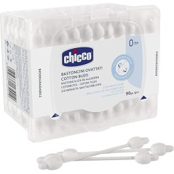Chicco Cotton Buds with Ear Drum Protection, Made of Paper Stem, Safe and Hygienic for Babies, Biodegredable (90 Pieces)