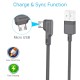 Portronics Konnect L 1.2Mtr, Fast Charging 3A Micro USB Cable with Charge & Sync Function (Grey)