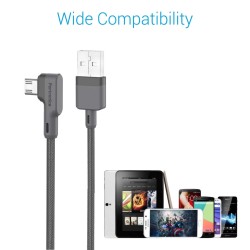 Portronics Konnect L 1.2Mtr, Fast Charging 3A Micro USB Cable with Charge & Sync Function (Grey)