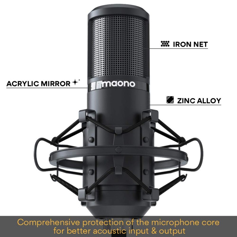 MAONO AU-PM420 USB Podcast Condenser Microphone, Computer Mic with Professional Sound Chipset for Gaming, Streaming, YouTube, Voice Over, Studio, Home Recording