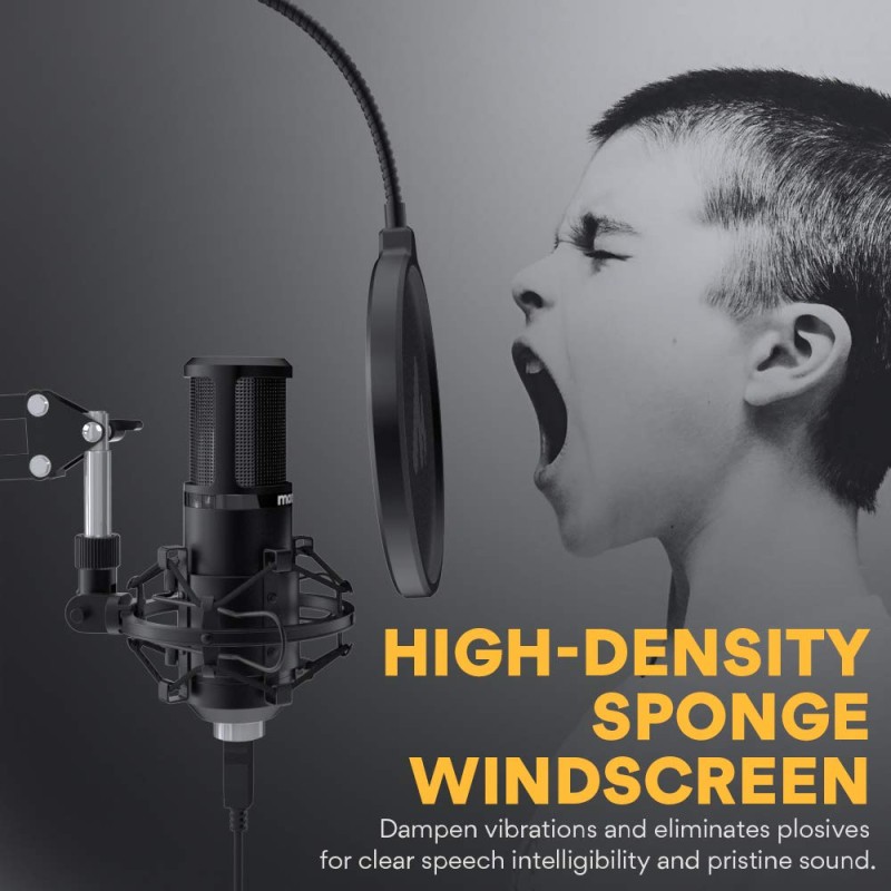 MAONO AU-PM420 USB Podcast Condenser Microphone, Computer Mic with Professional Sound Chipset for Gaming, Streaming, YouTube, Voice Over, Studio, Home Recording