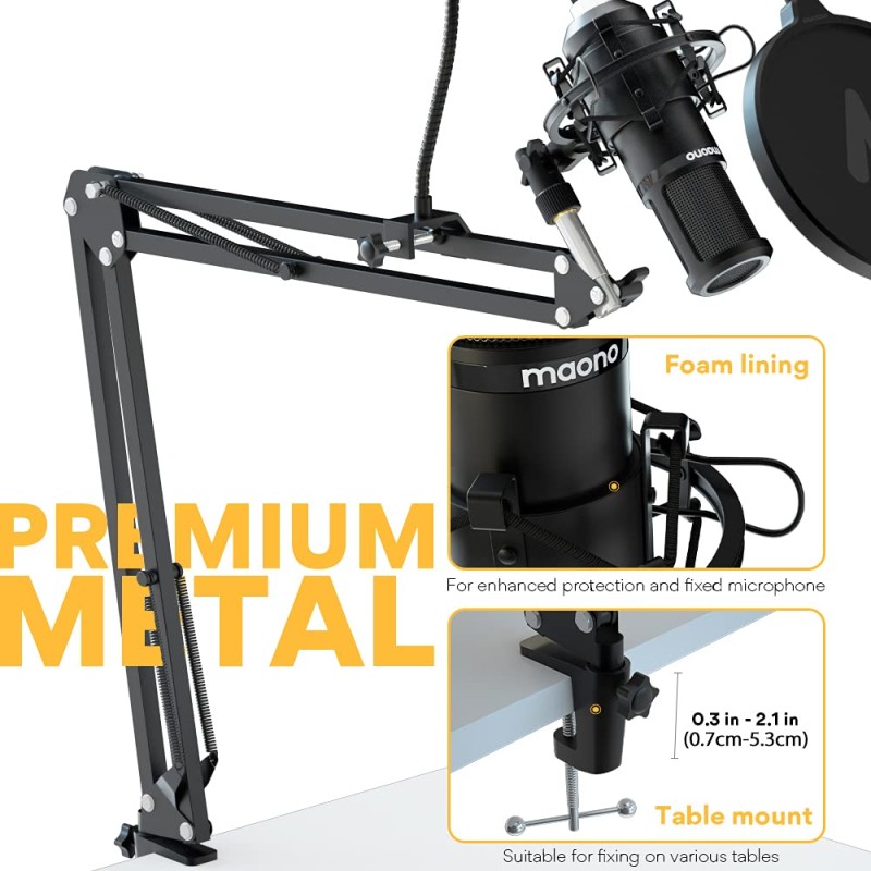 MAONO AU-PM420 USB Podcast Condenser Microphone, Computer Mic with Professional Sound Chipset for Gaming, Streaming, YouTube, Voice Over, Studio, Home Recording