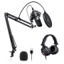 Maono AU-A04H Computer USB Microphone with Studio Headphone Set, Cardioid Podcast Condenser Mic for Gaming, Recording, PS4, Streaming, ASMR, YouTube, Singing, Vocal, PC