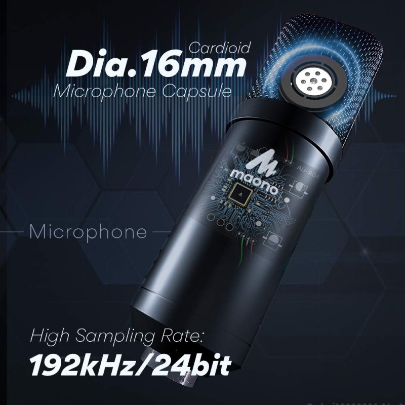 Maono AU-A04H Computer USB Microphone with Studio Headphone Set, Cardioid Podcast Condenser Mic for Gaming, Recording, PS4, Streaming, ASMR, YouTube, Singing, Vocal, PC