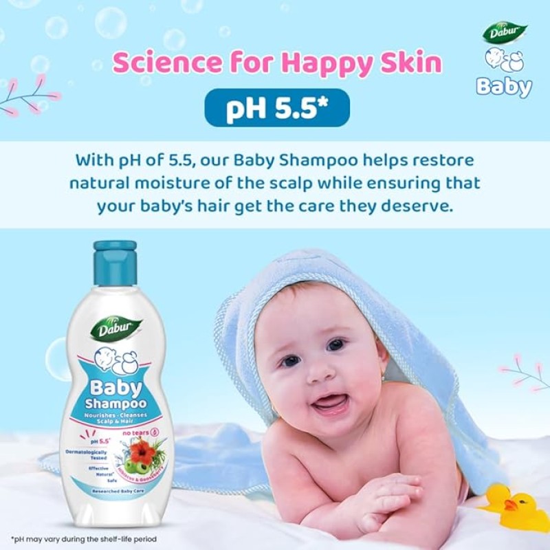 Dabur Baby Gentle Nourishing Shampoo: With No Harmful Chemicals & Tear Free Formula |Contains Aloe Vera & Gooseberry | pH balanced , Hypoallergenic & Dermatologically Tested with No Paraben & Phthalates -500 ml