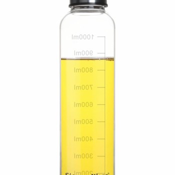 SIGNORA WARE Even Flow 1000ml Borosilicate Glass Oil Dispenser and Pourer with Measurement, Transparent and pointer Oil Nozzle with Covering Lid, Leakproof Spill Proof, Easy Refill (1 litre, Set 1)