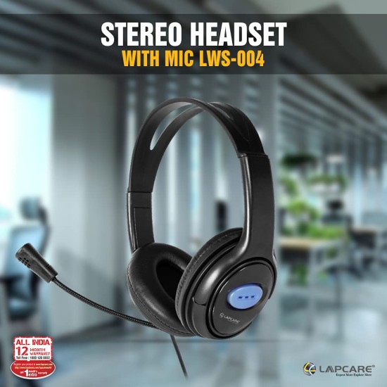 Lapcare LWS-004 Wired Over Ear Headphone with Mic (Black)