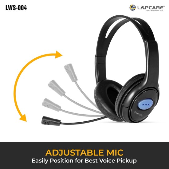 Lapcare LWS-004 Wired Over Ear Headphone with Mic (Black)