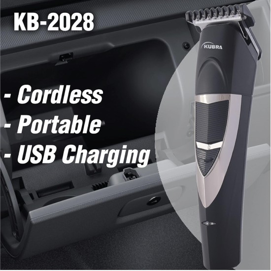 Kubra KB-2028 Rechargeable Cordless 50 Minutes Runtime Hair and Beard Trimmer for Men (Black)