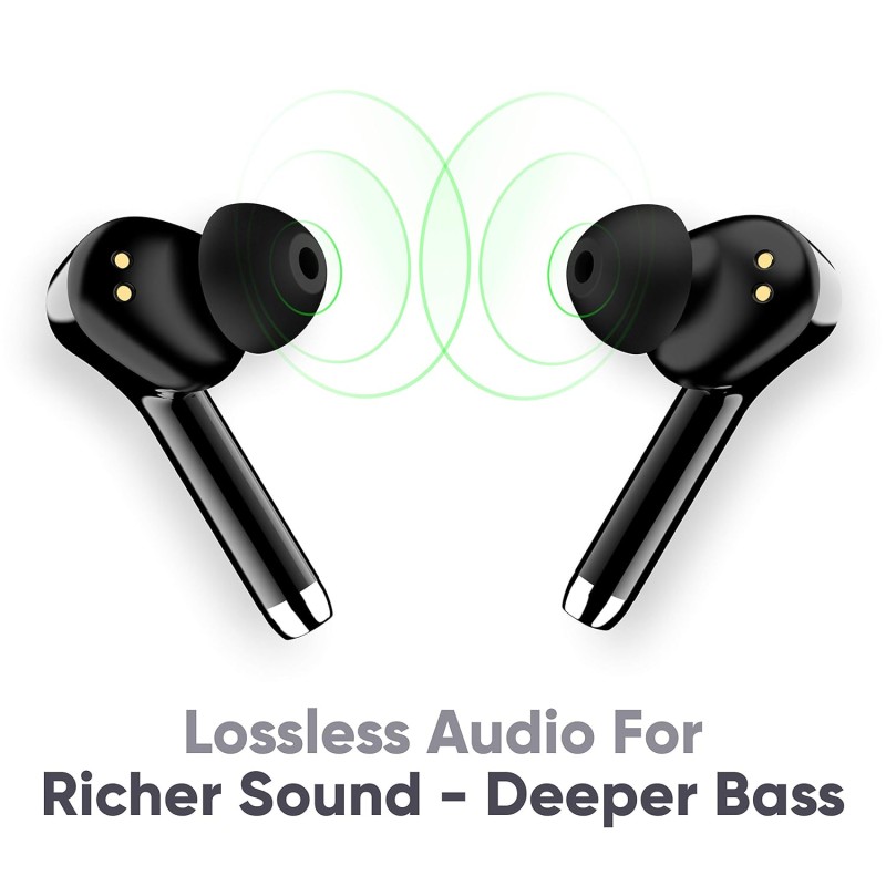 Mivi Duopods M80 Bluetooth Truly Wireless in Ear Earbuds with Mic with Upto 30 Hours Playtime, Aptx Supported, 2 Mems, Smooth Touch Controls (Black)