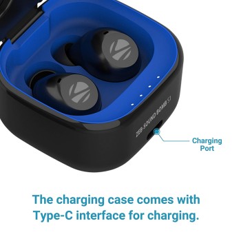 ZEBRONICS, Zeb- Sound Bomb S1 Wireless Earbuds Comes with Bluetooth v5.0 Supporting Call Function,Voice Assistant & Upto 18Hrs* of Playback Time with Portable Charging Case ZEBRONICS, Zeb- Sound Bomb S1 Wireless Earbuds Comes with Bluetooth v5.0 Supporting Call Function,Voice Assistant & Upto 18Hrs* of Playback Time with Portable Charging Case