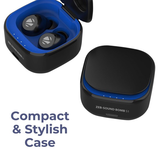 ZEBRONICS, Zeb- Sound Bomb S1 Wireless Earbuds Comes with Bluetooth v5.0 Supporting Call Function,Voice Assistant & Upto 18Hrs* of Playback Time with Portable Charging Case