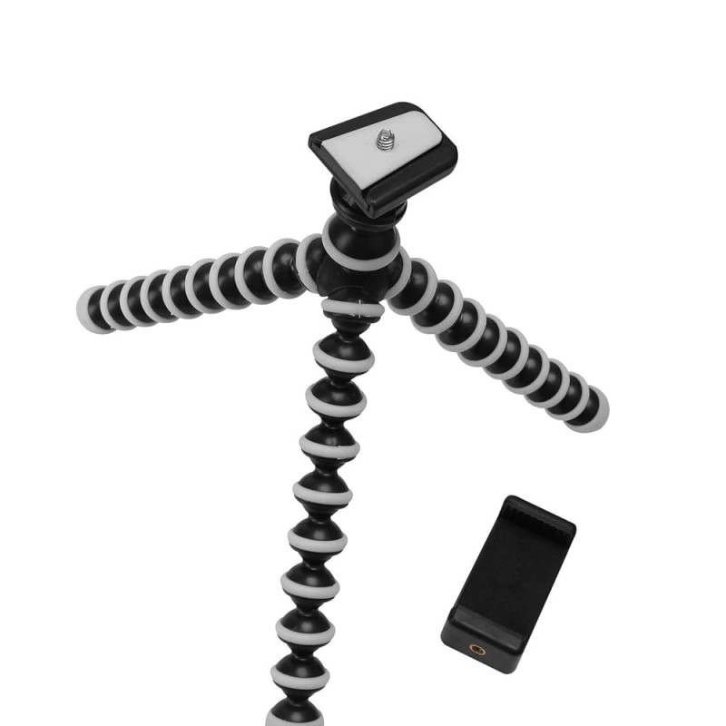 Photron 13 inches Flexible GorillaPod Octopod Tripod with Mobile Holder Attachment & 360 Degree Ball Head for Smartphones, Compact Cameras, Action Cameras | Load Capacity: 1.5kg - NOT for DSLR (Black)