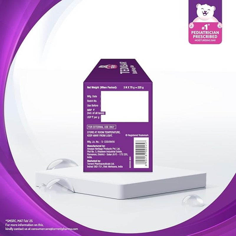 Tedibar Moisturising Baby Bathing Bar 75gx3 (Pack of 1) 100% Soap Free No. 1* Pediatrician Prescribed Moisturising Bar - By Torrent Pharma Tedibar Moisturising Baby Bathing Bar 75gx3 (Pack of 1) 100% Soap Free No. 1* Pediatrician Prescribed Moisturising Bar - By Torrent Pharma