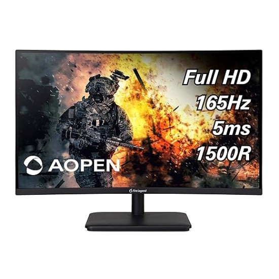 AOPEN 27HC5R Pbiipx 27" 1500R Curved Full HD (1920 x 1080) VA Gaming Monitor with AMD Radeon FREESYNC Premium Technology, 165Hz (Display Port & 2 x HDMI Ports), Black