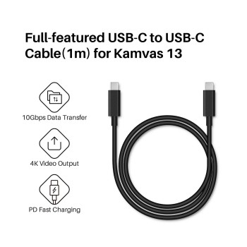 HUION Full-Featured Type-C USB-C to USB-C Cable USB 3.1 GEN 2 DP1.2 for Drawing Tablet Pen Display Kamvas 12/13/16(2021)/22/24/22 Plus/24 Plus/Pro 13 (2.5K)/Pro 16 (2.5K)/Pro 16/Plus (4K)/Pro 24(4K) HUION Full-Featured Type-C USB-C to USB-C Cable USB 3.1 GEN 2 DP1.2 for Drawing Tablet Pen Display Kamvas 12/13/16(2021)/22/24/22 Plus/24 Plus/Pro 13 (2.5K)/Pro 16 (2.5K)/Pro 16/Plus (4K)/Pro 24(4K)