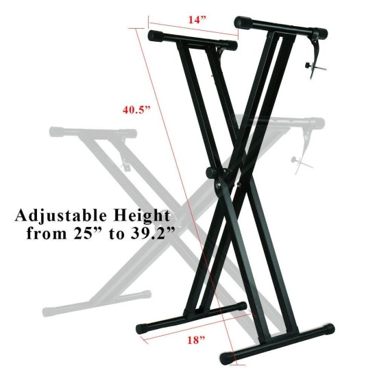 Juarez JAK200 Electronic Piano Keyboard X-Type Universal Keyboard Instrument Double-Braced X-Style Stand, Piano Keyboard Stand with Locking Straps, ASSEMBLY REQUIRED Juarez JAK200 Electronic Piano Keyboard X-Type Universal Keyboard Instrument Double-Braced X-Style Stand, Piano Keyboard Stand with Locking Straps, ASSEMBLY REQUIRED