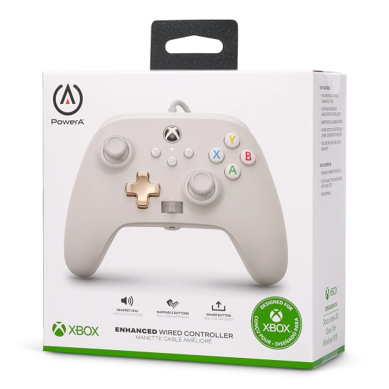 PowerA Enhanced Wired Gaming Controller for Xbox Series X/S and Xbox One, White, Mist (Officially Licensed)