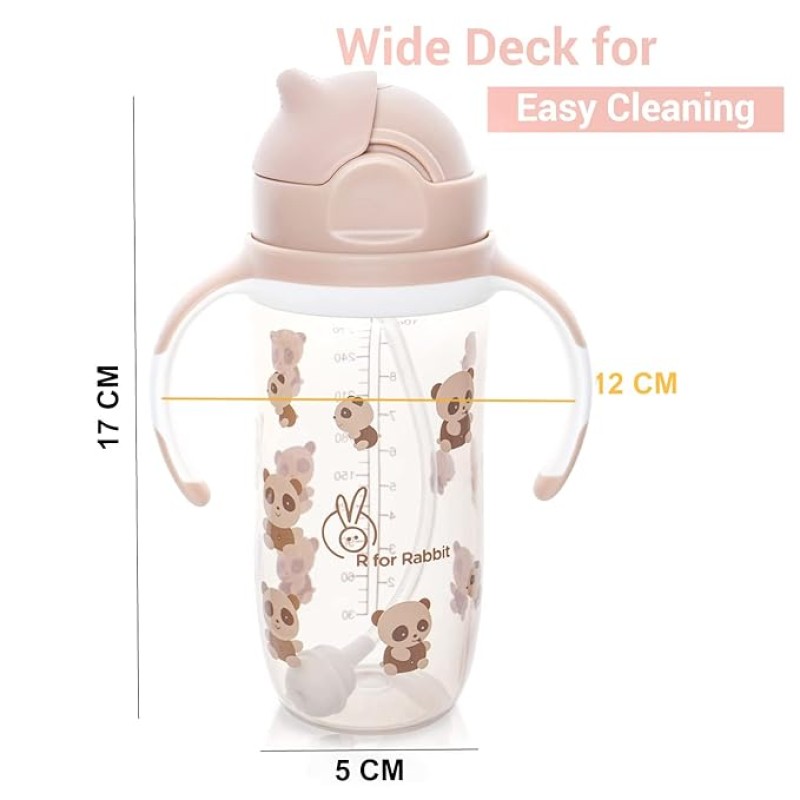 R for Rabbit Premium Bubble Baby Sipper |10 fl oz | Anti Spill Sippy Cup with Soft Silicone Straw BPA Free & Non Toxic for Baby/Kids of 9+ Months - (300 ml Beige)