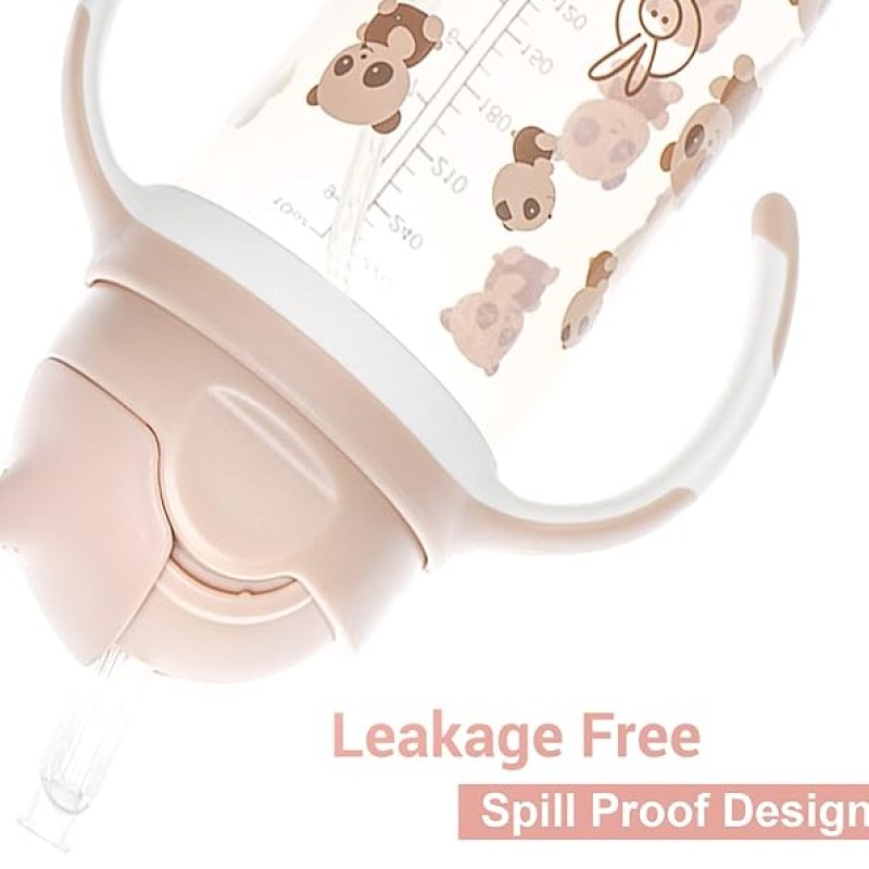 R for Rabbit Premium Bubble Baby Sipper |10 fl oz | Anti Spill Sippy Cup with Soft Silicone Straw BPA Free & Non Toxic for Baby/Kids of 9+ Months - (300 ml Beige)