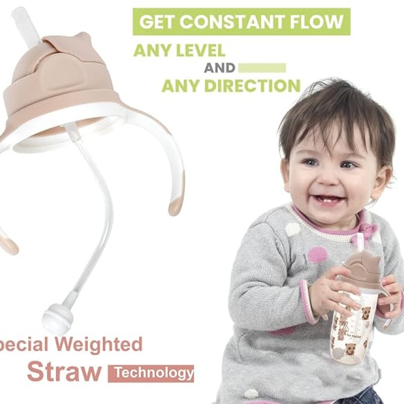 R for Rabbit Premium Bubble Baby Sipper |10 fl oz | Anti Spill Sippy Cup with Soft Silicone Straw BPA Free & Non Toxic for Baby/Kids of 9+ Months - (300 ml Beige)
