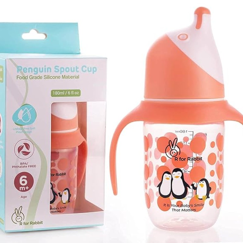 R for Rabbit Penguin Spout Sipper Cup 180 ml Bottle, PP Spout Sipper for Kids Age of 6 + Months - Orange R for Rabbit Penguin Spout Sipper Cup 180 ml Bottle, PP Spout Sipper for Kids Age of 6 + Months - Orange
