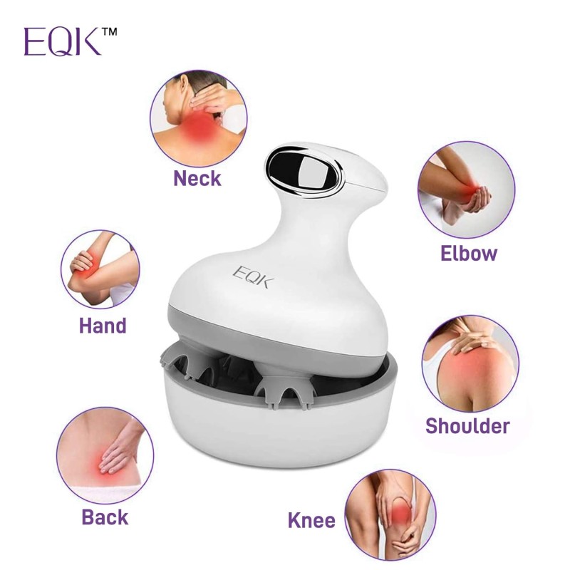 EQK ST-702 Rechargeable Scalp & Body Massager for Stimulating Hair Growth, Deep 3D Kneading Massage for Head, Neck & Full Body Stress Release, Multicolor EQK ST-702 Rechargeable Scalp & Body Massager for Stimulating Hair Growth, Deep 3D Kneading Massage for Head, Neck & Full Body Stress Release, Multicolor