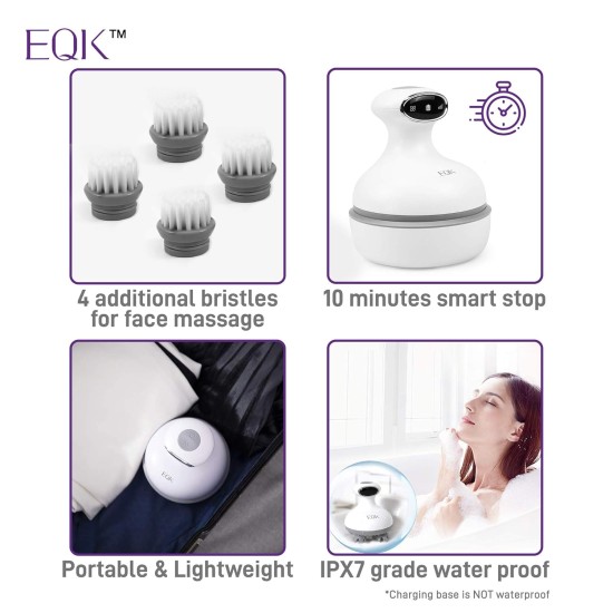 EQK ST-702 Rechargeable Scalp & Body Massager for Stimulating Hair Growth, Deep 3D Kneading Massage for Head, Neck & Full Body Stress Release, Multicolor