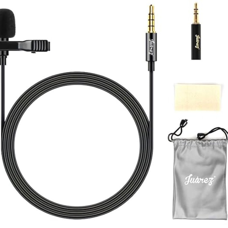 JUAREZ JRM50 Lavalier Microphone Lav Mic Auxiliary Omnidirectional Condenser Clip Mic, 2 M/6.5 Feet TPE Cable (Black) JUAREZ JRM50 Lavalier Microphone Lav Mic Auxiliary Omnidirectional Condenser Clip Mic, 2 M/6.5 Feet TPE Cable (Black)