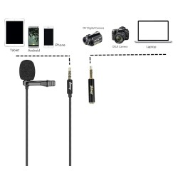 JUAREZ JRM50 Lavalier Microphone Lav Mic Auxiliary Omnidirectional Condenser Clip Mic, 2 M/6.5 Feet TPE Cable (Black) JUAREZ JRM50 Lavalier Microphone Lav Mic Auxiliary Omnidirectional Condenser Clip Mic, 2 M/6.5 Feet TPE Cable (Black)