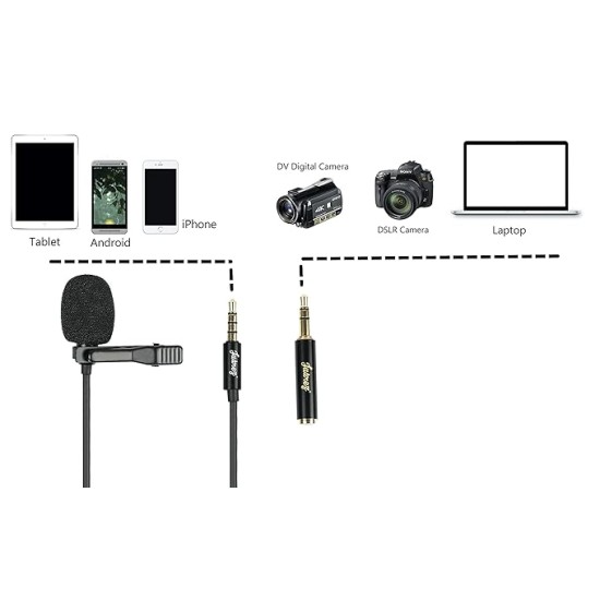 JUAREZ JRM50 Lavalier Microphone Lav Mic Auxiliary Omnidirectional Condenser Clip Mic, 2 M/6.5 Feet TPE Cable (Black) JUAREZ JRM50 Lavalier Microphone Lav Mic Auxiliary Omnidirectional Condenser Clip Mic, 2 M/6.5 Feet TPE Cable (Black)